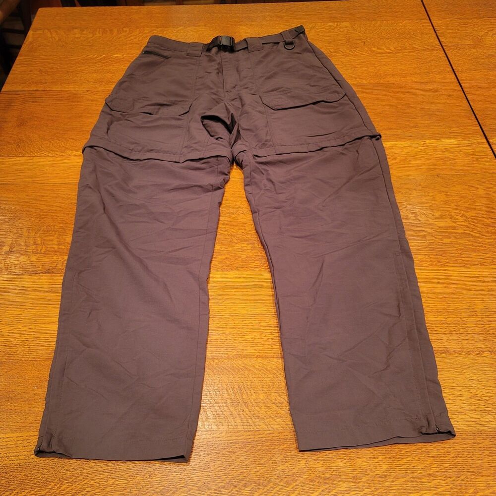 Cabela’s Mens 36x32 Brown Convertible Cargo Pants Zip-Off Belted Hiking Fishing